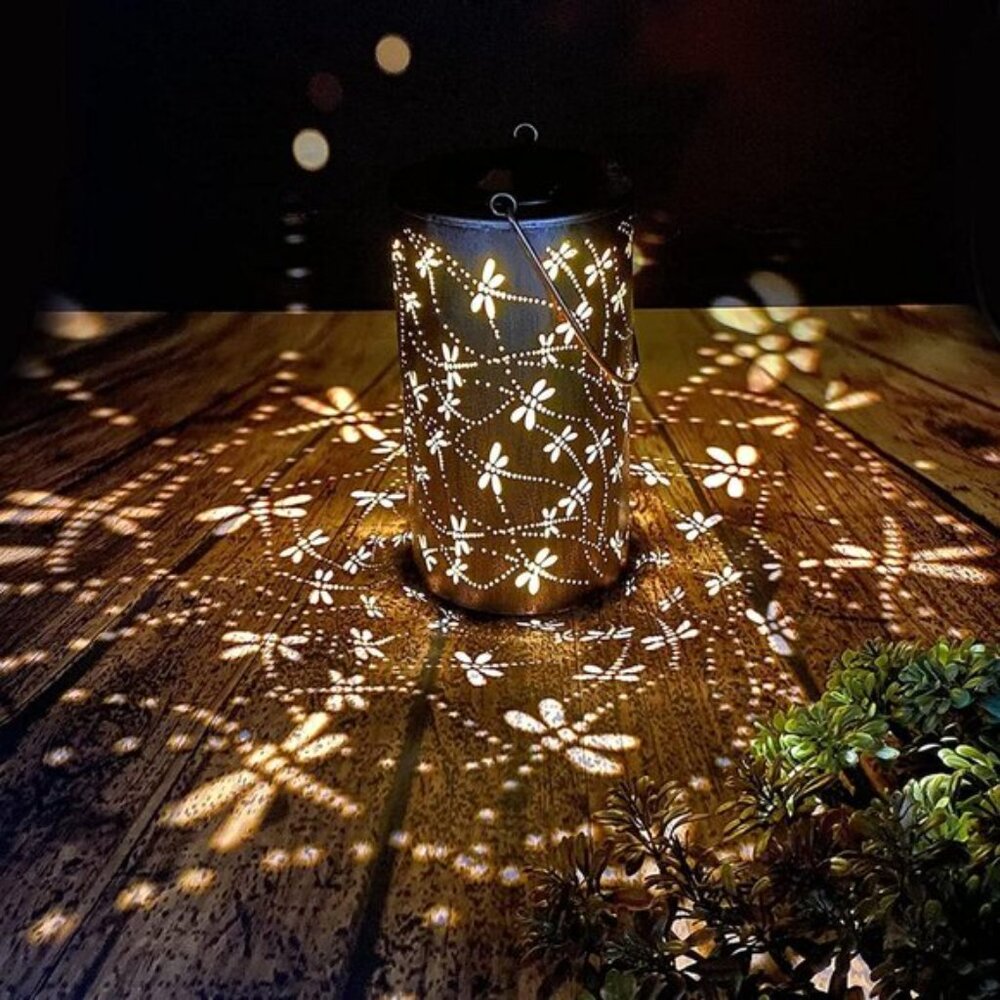 New Solar Lanterns Outdoor Waterproof Dragonfly Metal LED Lights for Garden - Picture 2 of 7